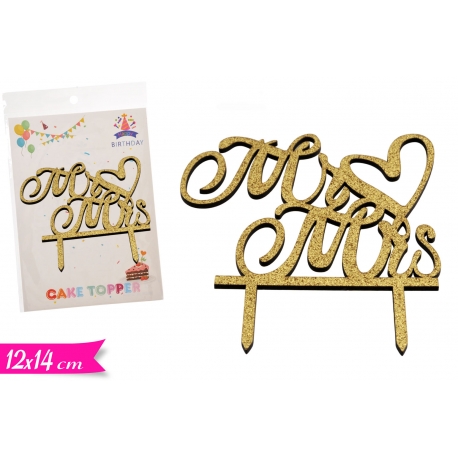 CAKE TOPPER-MReMRS/GOLD