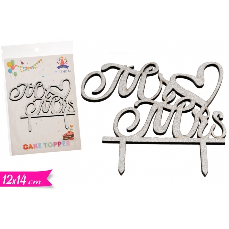 CAKE TOPPER-MReMRS/SILVER