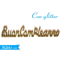 DEC.''BUON COMPLEANO'C/GLITTER ORO