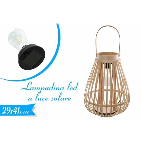 LANTERNA IN BAMBOO C/CANDELA LED