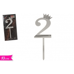 CAKE TOPPER ARGENTO  "2"