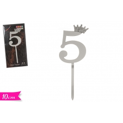 CAKE TOPPER ARGENTO "5"