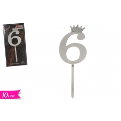 CAKE TOPPER ARGENTO  "6"