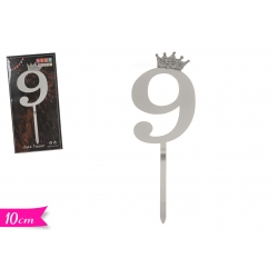 CAKE TOPPER ARGENTO  "9"