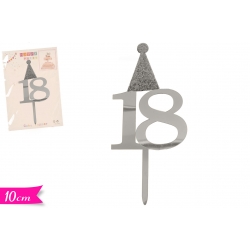 CAKE TOPPER  ARGENTO "18"