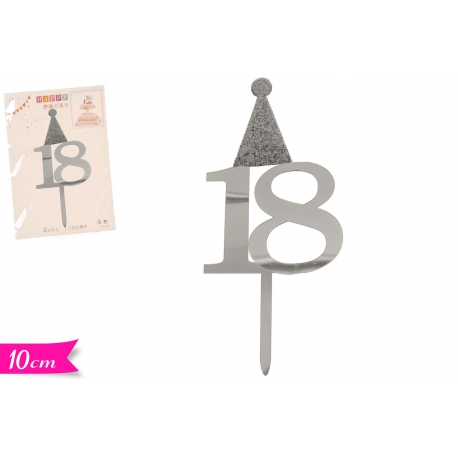 CAKE TOPPER  ARGENTO "18"