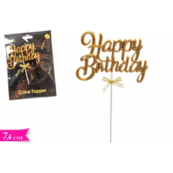 CAKE TOPPER HAPPY BIRTHDAY GOLD 1PZ