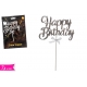 CAKE TOPPER HAPPY BIRTHDAY SILVER 1PZ