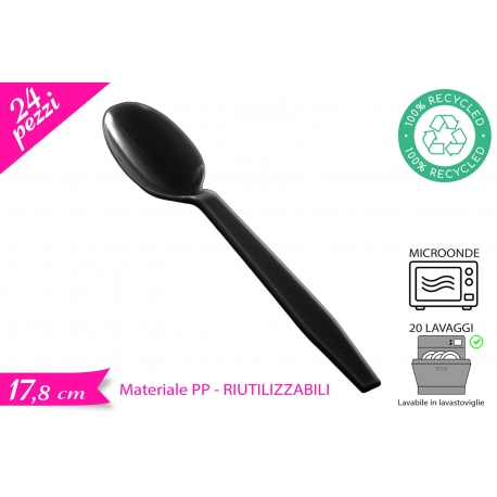 CUCCHIAIO RIUTILIZZABILE NERO 24PZ
