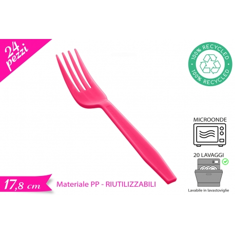 FORCHETTA RIUTILIZZABILE FUXIA 24PZ