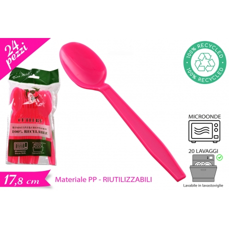 CUCCHIAIO RIUTILIZZABILE FUXIA 24PZ