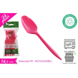 CUCCHIAINO RIUTILIZZABILE FUXIA 24PZ