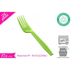 FORCHETTA RIUTILIZZABILE VERDE 24PZ