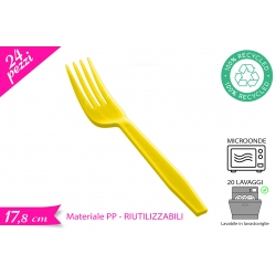 FORCHETTA RIUTILIZZABILE GIALLA 24PZ
