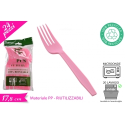 FORCHETTA RIUTILIZZABILE ROSA 24PZ