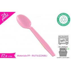 CUCCHIAIO RIUTILIZZABILE ROSA 24PZ