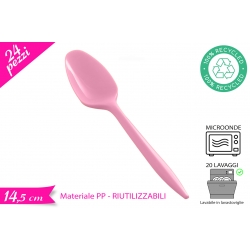 CUCCHIAINO RIUTILIZZABILE ROSA 24PZ
