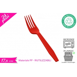 FORCHETTA RIUTILIZZABILE ROSSA 24PZ