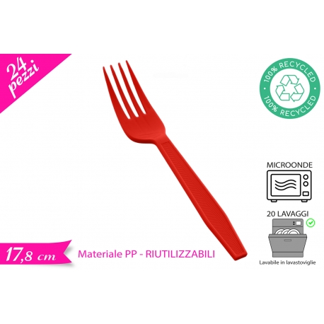 FORCHETTA RIUTILIZZABILE ROSSA 24PZ