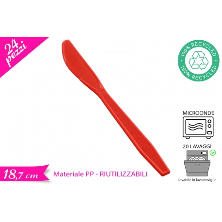 COLTELLO RIUTILIZZABILE ROSSO 24PZ