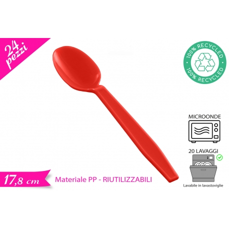 CUCCHIAIO RIUTILIZZABILE ROSSO 24PZ