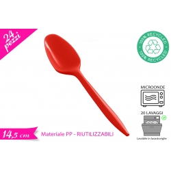 CUCCHIAINO RIUTILIZZABILE ROSSO 24PZ
