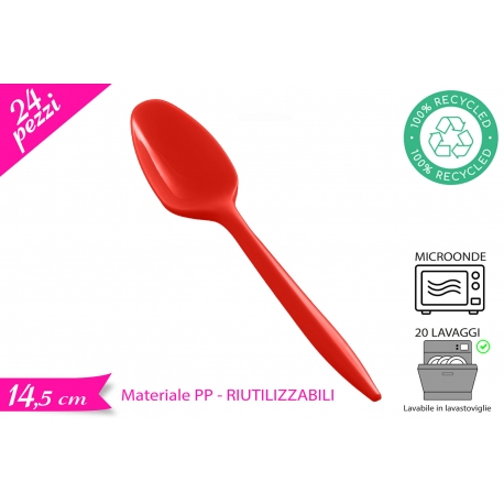 CUCCHIAINO RIUTILIZZABILE ROSSO 24PZ