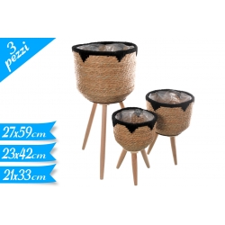 SET CACHEPOT C/PIEDI 3PZ NERO