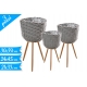 SET CACHEPOT C/PIEDI 3PZ GRIGIO