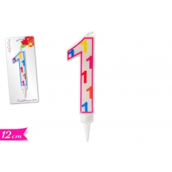 CANDELA NUMERO "1" 12CM ASS.