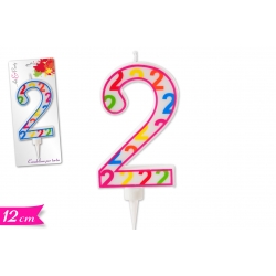 CANDELA NUMERO "2" 12CM ASS.