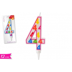 CANDELA NUMERO "4" 12CM ASS.