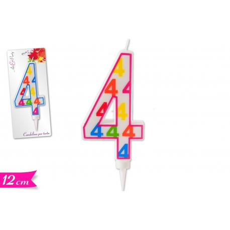 CANDELA NUMERO "4" 12CM ASS.