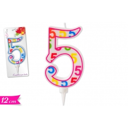 CANDELA NUMERO "5" 12CM ASS.