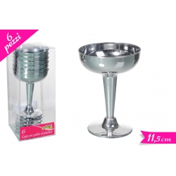 SET 6 COPPE GELATO PLASTICA SILVER