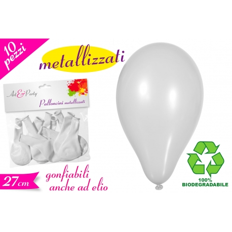 PALLONCINO METALIZZATO BIANCO 10PZ