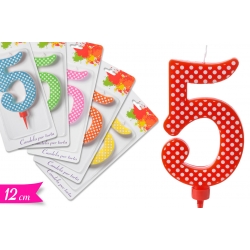 CANDELA NUMERO '5' 12CM ASS.