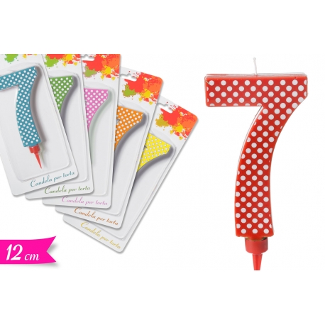 CANDELA NUMERO '7' 12CM ASS.
