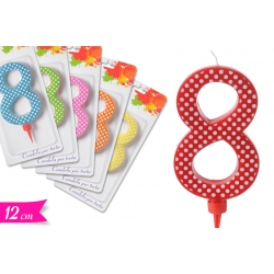 CANDELA NUMERO '8' 12CM ASS.
