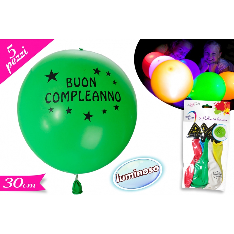 SET 5 PALLONCINI C/LED B. COMPLEANNO - Golden Hill