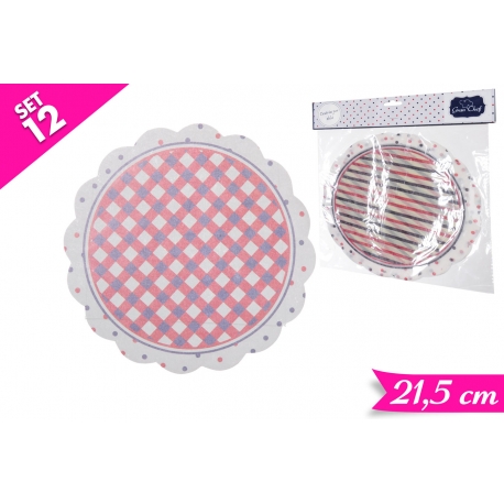 SET 12 SOTTO TORTA CARTA 21.5CM 2ASS