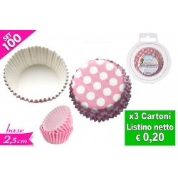 SET 100 PIROTTINI POIS/ROSA 5.8CM