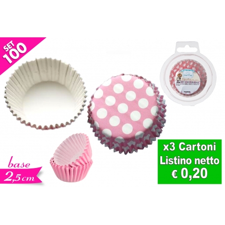 SET 100 PIROTTINI POIS/ROSA 5.8CM