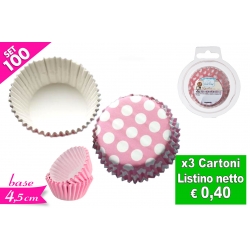 SET 100 PIROTTINI POIS/ROSA 9.1CM 2ASS