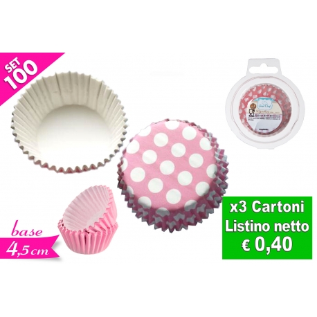 SET 100 PIROTTINI POIS/ROSA 9.1CM 2ASS