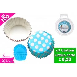 SET 100 PIROTTINI POIS/CELESTE 5.8CM