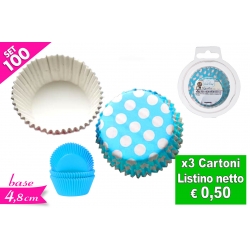 SET 100 PIROTTINI POIS/CELESTE 11.5CM