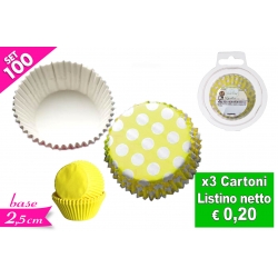 SET 100 PIROTTINI POIS/GIALLI  5.8CM