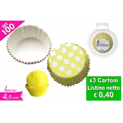 SET 100 PIROTTINI POIS/GIALLI 9.1CM