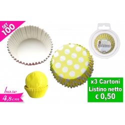 SET 100 PIROTTINI POIS/GIALLI 11.5CM